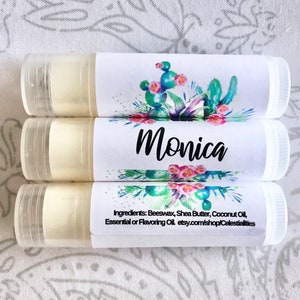 Cactus Chapstick Bridesmaid Gifts Succulent Lip Balm Watercolor Lip Balm Personalized Lip Balm Custom Wedding Lip Balms Wedding Chapstick