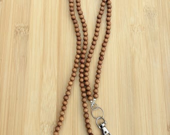 Silver Lanyard ID Badge Holder Australia Sandalwood Beads