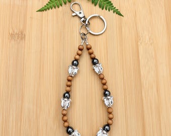 Silver Bag Charm crown Flower Hematite Australia Sandalwood