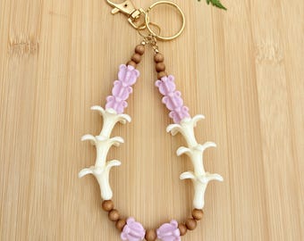Gold Bag Charm Resin Orchid Pink Crown Flower Stephanotis Australia Sandalwood