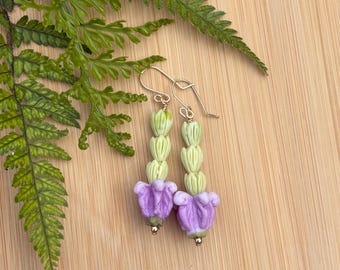 Gold- Green Pikake Blossoms with Purple Clay Crown Flowers