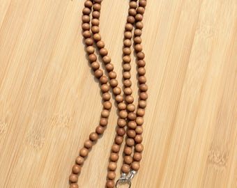 Silver Lanyard ID Badge Holder 8 mm Australia Sandalwood Beads