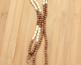 Gold Lanyard ID Badge Resin Ivory Pikake Australia Sandalwood (753 b)