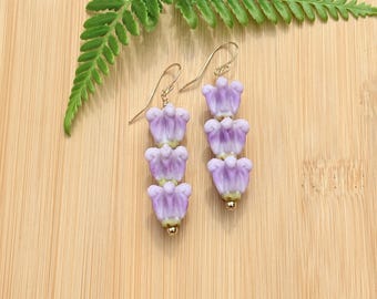 Gold Purple Clay Crown Flower Earrings (3)