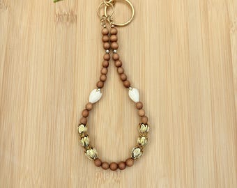 Gold Bag Charm Gold Tone Ivory Resin Pikake Australia Sandalwood (1)