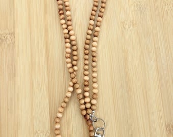 Silver Lanyard ID Badge Holder Thuja Sutchuenensis Beads