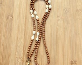 Gold Lanyard ID Badge Holder Resin Ivory Pikake Australia Sandalwood (lg 5)