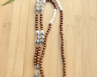 Silver Lanyard ID Badge Holder Pikake Silver Toned Pakalana Australia Sandalwood