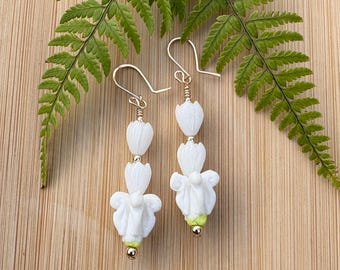 Gold White Clay Crown Flower with 2 White Pikake Blossoms
