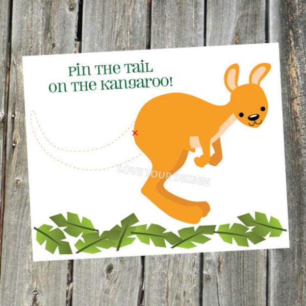 Kangaroo Pin the Tail on the Kangaroo game & FREE Coloring page Instant DOWNLOAD You PRINT