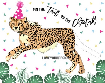 Cheetah Pin the Tail Party Game: Kids Birthday (Instant Download)