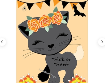 Halloween Pin the Tail on the Cat Game (Instant Download)