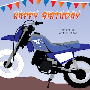 Dirt Bike Birthday Party Game: Pin the Tire, Coloring Page (Digital Download)