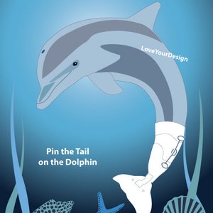 GAME Pin the Tail on the Dolphin from Dolphin Tale birthday game - Digital jpeg file for INSTANT DOWNLOAD