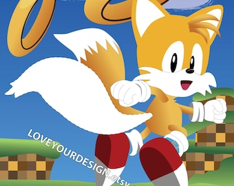 Tails Sonic GAME Pin the tail Birthday Party Game- INSTANT DOWNLOAD - printable digital jpeg files