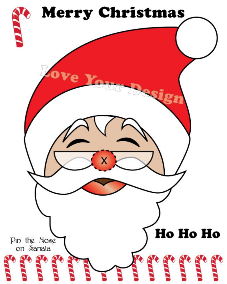 Santa Claus Pin the Nose on Santa Game printable digital jpeg | Etsy
