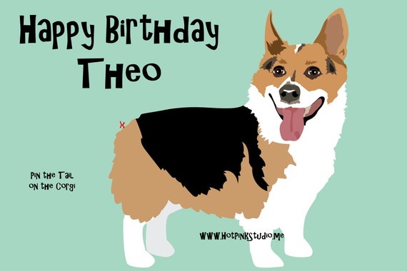 Pin the Tail on the Corgi Dog Game for Birthday Party TAN Tri Color Corgi  INSTANT DOWNLOAD Printable Digital Jpeg Files -  Sweden