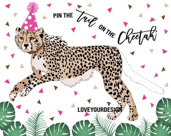 Cheetah Pin the Tail Party Game: Kids Birthday (Instant Download)