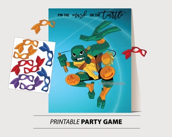 Pin the Mask on Turtle Ninja Game: Kids Party Activity (Digital Download)