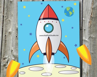 JUEGO Pin the Flame on the Rocket Birthday Party juego y página para colorear Rocket GRATIS Descarga instantánea IMPRIMIR