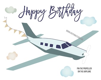 GAME Piper Airplane - Pin the Propeller on the Airplane Birthday Party Game- FREE Airplane Coloring Page DIGITAL Instant Download you print