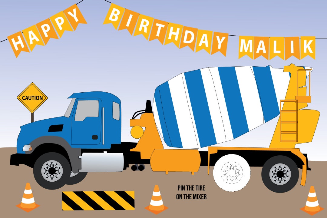 GAME Pin the Tire on the Cement Mixer Truck Birthday Game Etsy
