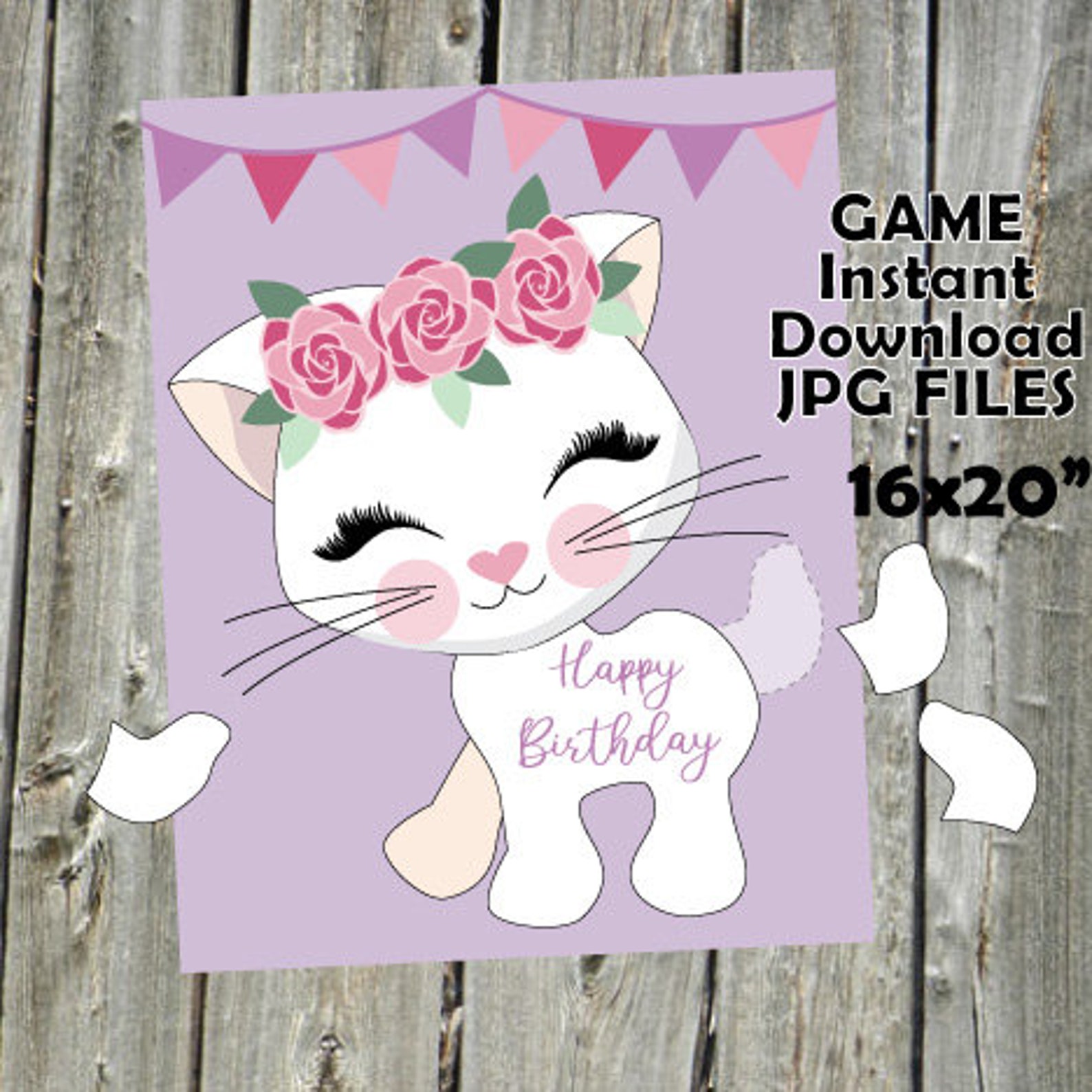 Pin the Tail on the Kitty / Cat Party Game DIY Party Game Etsy