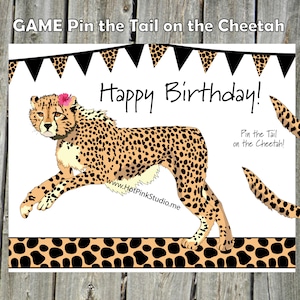 Cheetah - Pin the Tail on the Cheetah Birthday Game INSTANT DOWNLOAD digital files