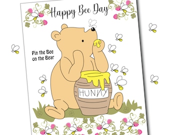 Pooh Bear Pin the Bee Game: Birthday Party Activity (Digital Download)