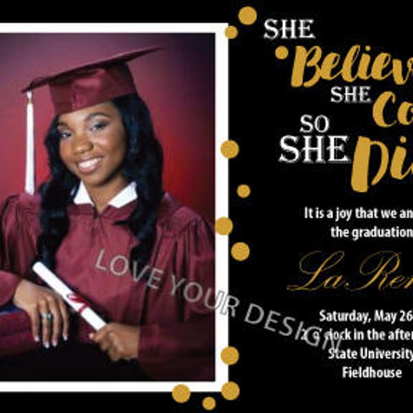 She Did 2019 Graduation Invitation Easily Customize YOU PRINT