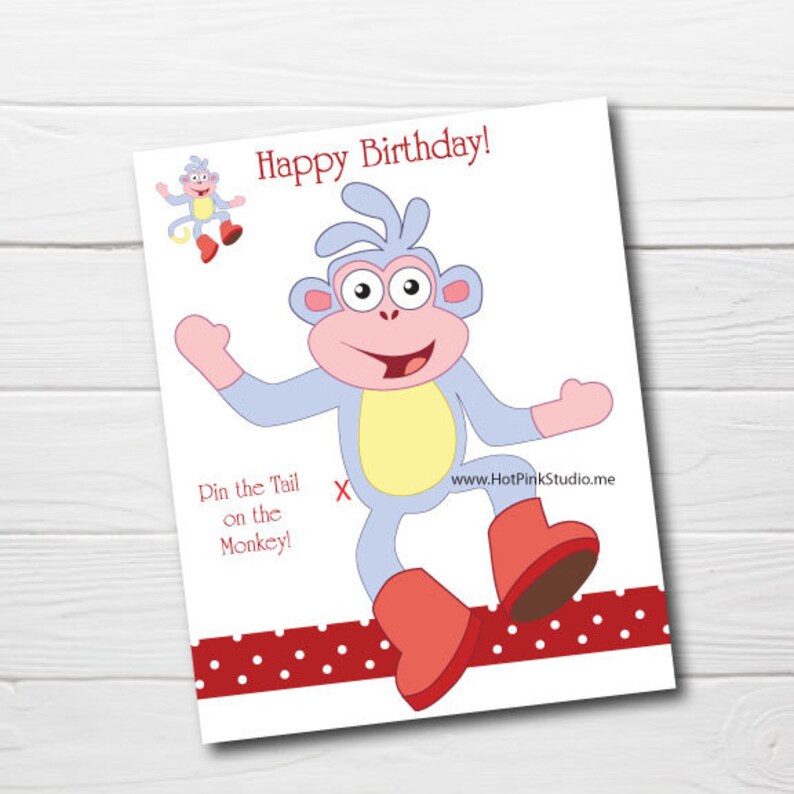 Pin The Tail On The Monkey In Boots Game Instant Download Sock Etsy
