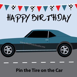 Car GAME Pin the tire on the 1968 Chevy Camaro Birthday Game INSTANT DOWNLOAD digital files