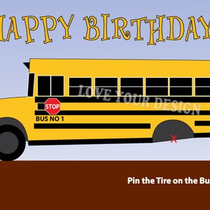 Épinglez le pneu sur le jeu d'anniversaire de l'autobus scolaire - fichier jpeg NUMÉRIQUE à TÉLÉCHARGEMENT IMMÉDIAT