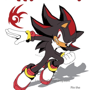 GAME Pin the tail on the Black Hedgehog Birthday Party- INSTANT DOWNLOAD - printable digital jpeg files