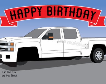 JUEGO Pin Tire en el juego Truck Kids Birthday Party GRATIS Truck Coloring Page DESCARGA instantánea - archivo jpeg digital imprimible Party Poster