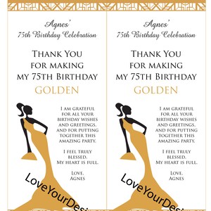 Thank You Card Gold Living My Life Like It&#39;s Golden Thank you75th, 50th Birthday Any Age Birthday  YOU PRINT
