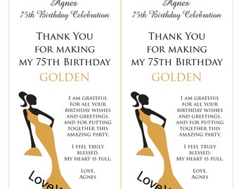 Thank You Card Gold Living My Life Like It's Golden Thank you75th, 50th Birthday Any Age Birthday  YOU PRINT