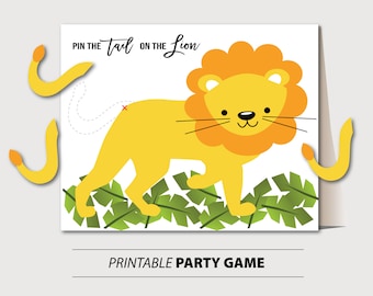 Printable Pin the Tail on the Lion game, Free lion coloring page Instant DOWNLOAD You PRINT