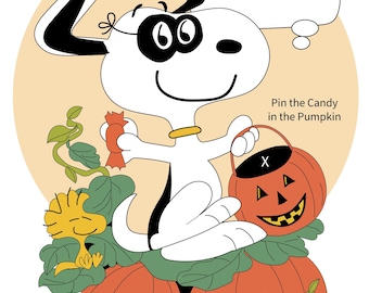 Snoopy GAME Pin the Candy in the Pumpkin Halloween Game INSTANT DOWNLOAD You Print