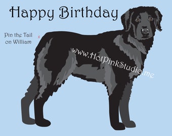 Black Retriever Pin the Tail Birthday Party Game (Digital Download)