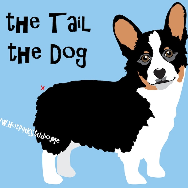 Pin the tail on the Corgi Dog Game for Birthday Party- Tri Color Corgi INSTANT DOWNLOAD - printable digital jpeg files