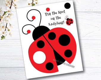 Ladybug Pin the Spots On the Ladybug Birthday Game Instant Download YOU PRINT