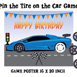 Pin the tire on the Blue Lamborghini Game Instant Download digital files FREE car coloring page