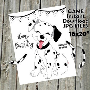 Pin the Tail on the Dalmatian: Birthday Party Game (Digital Download)