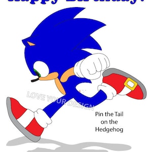 GAME Pin the tail on the Hedgehog Birthday Party- INSTANT DOWNLOAD - printable digital jpeg files
