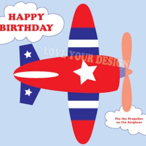 Airplane Birthday Party Game: Pin the Propeller, Coloring Page (Digital Download)