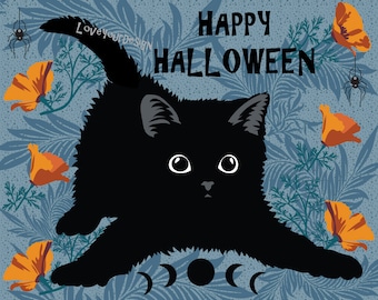 Pin the Tail on the Black Cat Halloween Game (Digital Download)