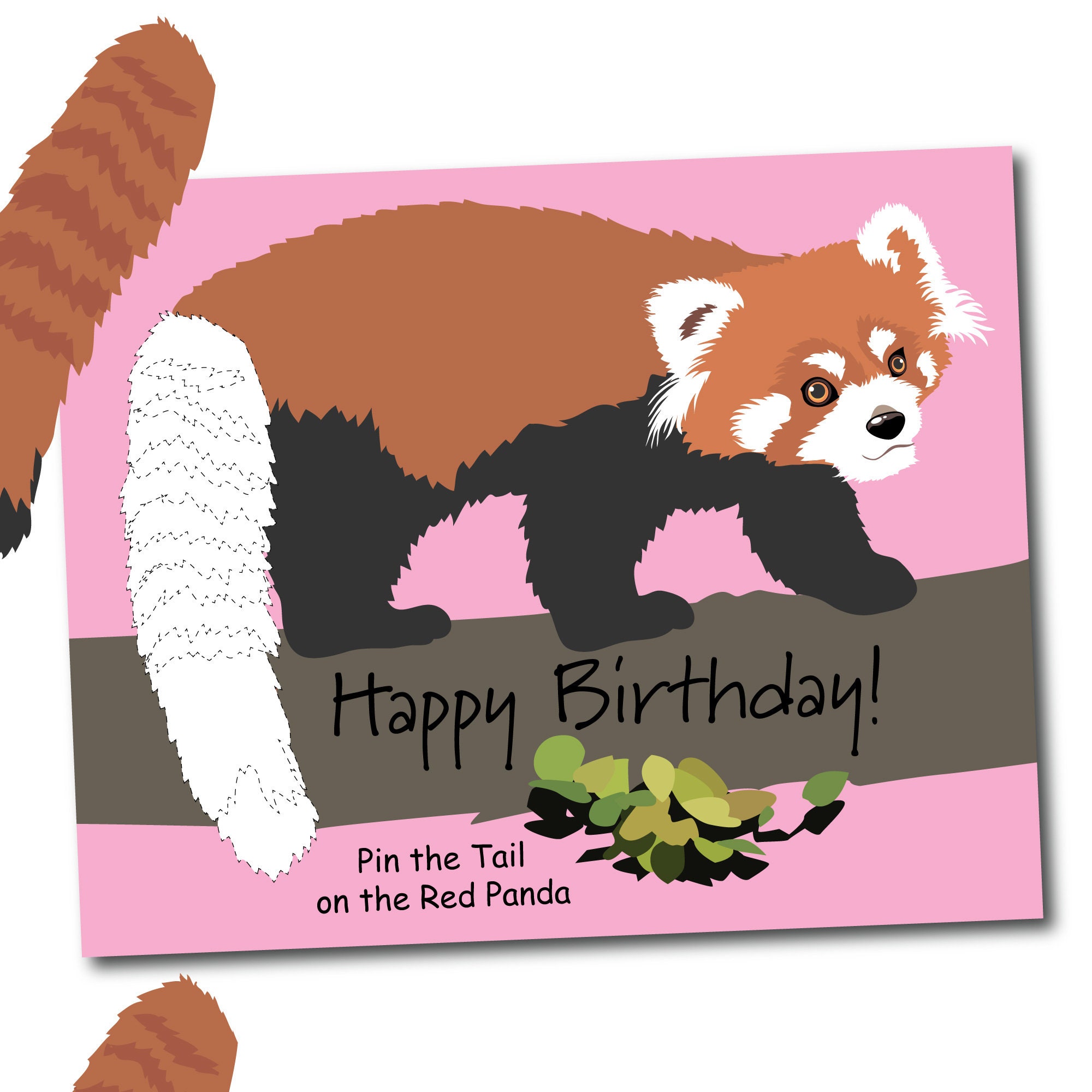 GAME Red Panda Pin the Tail on the Red Panda Birthday Game - Etsy France