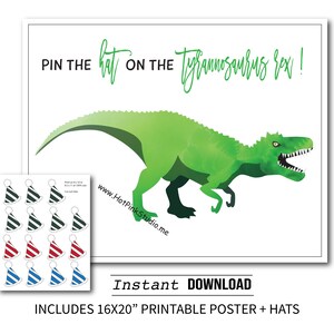 INSTANT DOWNLOAD Printable Pin the Tail on the Dinosaur 8x10 or 16x20 Game  / Birthday Party / Dino Collection / Item #4203