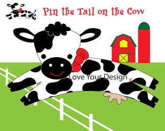 Juego de ponerle la cola a la vaca: Fiesta de cumpleaños en la granja (Descarga digital)